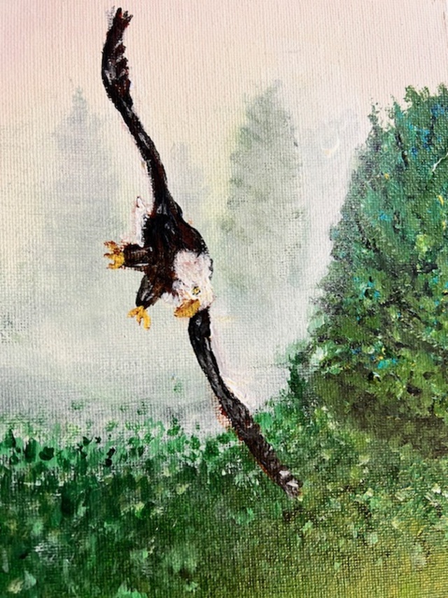 Eagle with fog, Acrylic on Canvas board first attempt