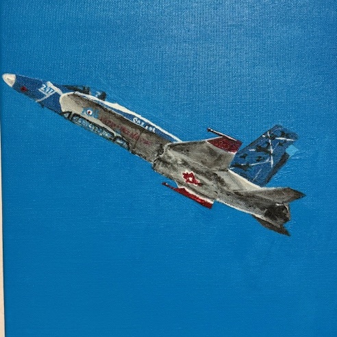 Fighter jet based on photo taken at Air show in Halifax, Nova Scotia.

Acrylic on canvas
11 x 14